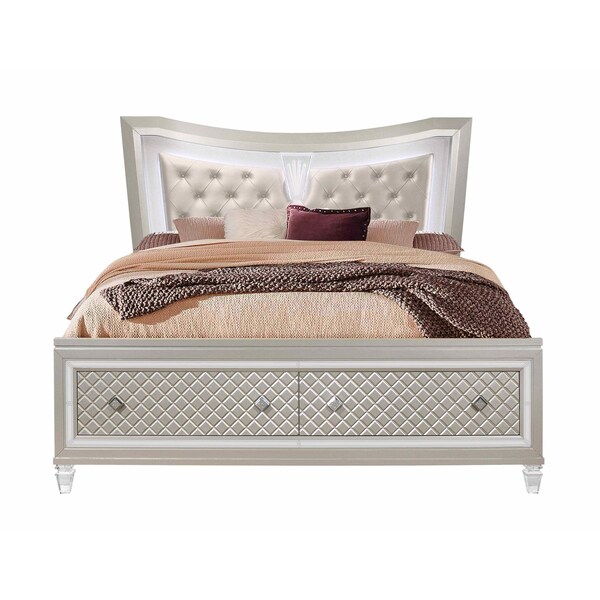 Global Furniture Usa Traditional Glam Tufted Paris Champagne King Bed With Led 3022 - main